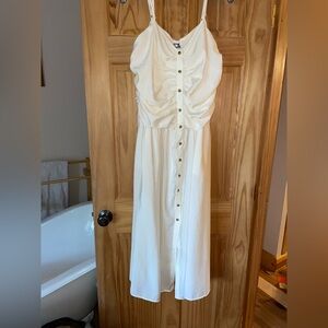 Elegant Cream Button-Front Maxi Dress